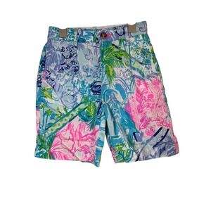 Lilly Pulitzer Beaumont Shorts Boys 2 Multicolor Excellent Tropical Corduroy